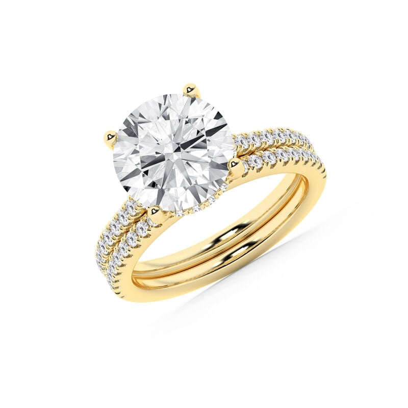 Round Lab Grown Diamond 5 5/8ctw. Classic Engagement Ring in 14k Yellow Gold image number null