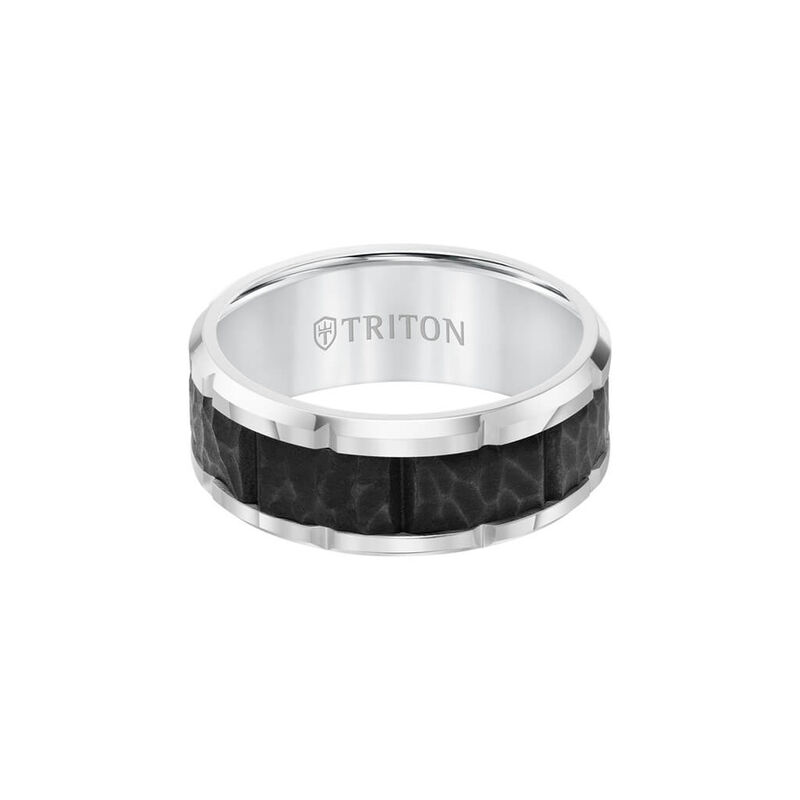 Gents Triton Black Matte Center w/ Bright Cut Edge Wedding Band 9mm image number null
