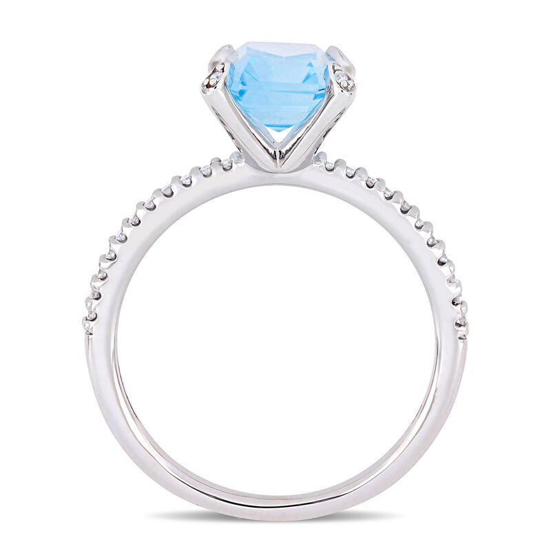 Emerald-Cut Blue Topaz Solitaire Engagement Ring in 10k White Gold image number null