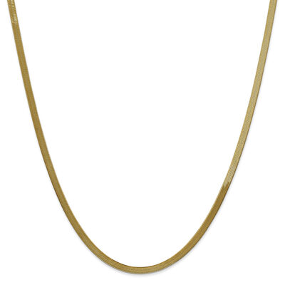 Herringbone Chain 16" in 14k Yellow Gold (3mm)