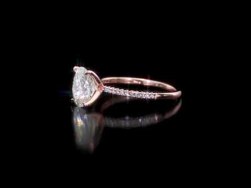 Diamond & Created Moissanite Oval Solitaire Engagement Ring in 14k Rose Gold image number null