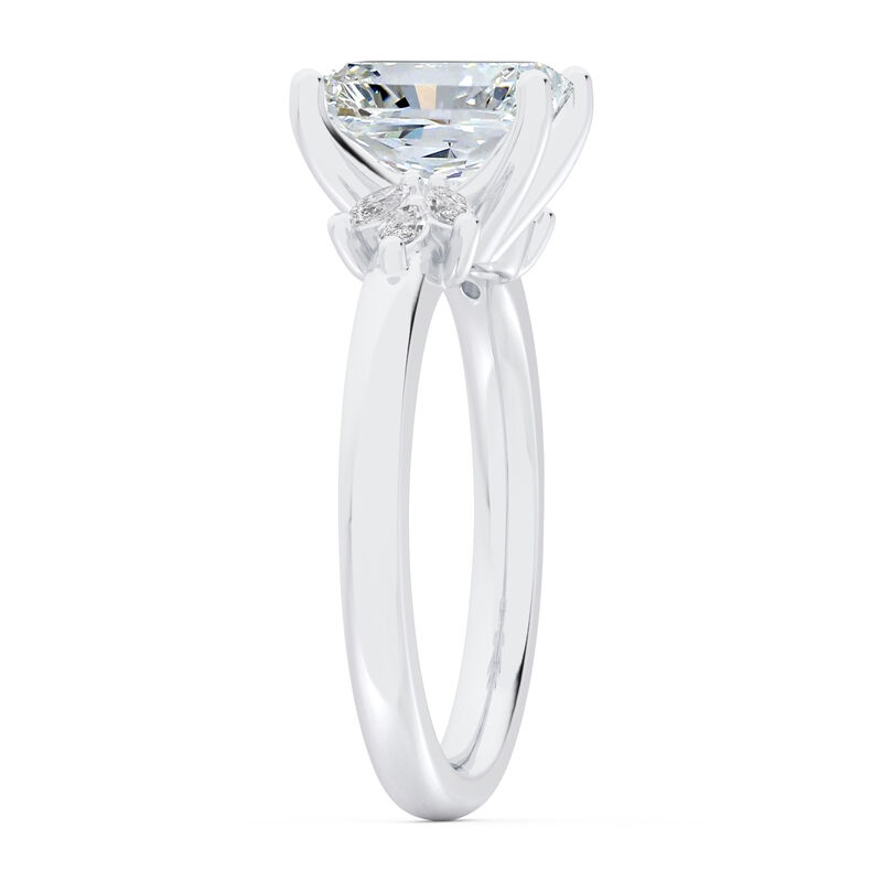 Radiant-Cut Lab Grown 2 1/5ctw. Diamond with Marquise-Cut Accents Engagement Ring in 14k White Gold image number null