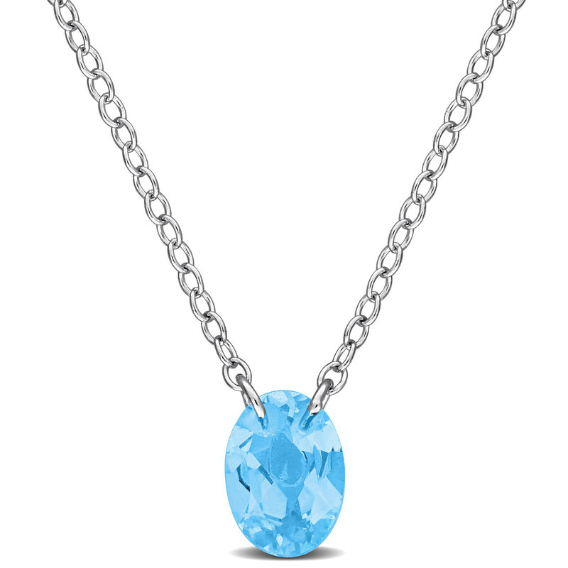 Swiss Blue Topaz Oval Necklace in Sterling Silver image number null