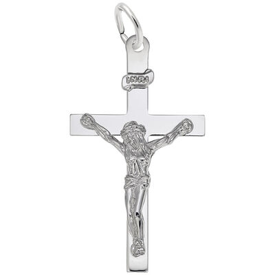 Crucifix Charm in 14K White Gold