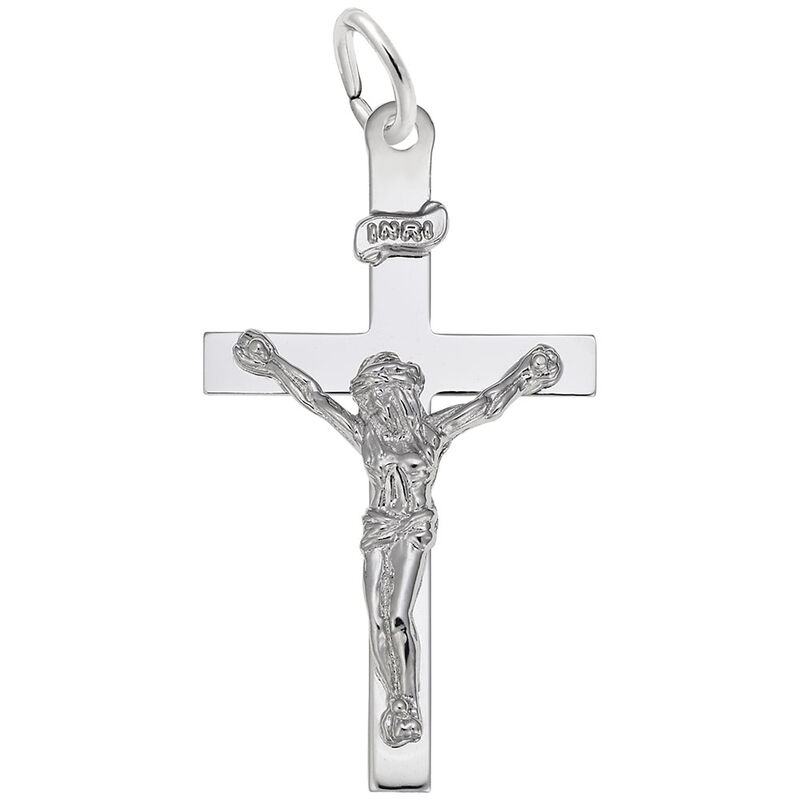 Crucifix Charm in 14K White Gold image number null