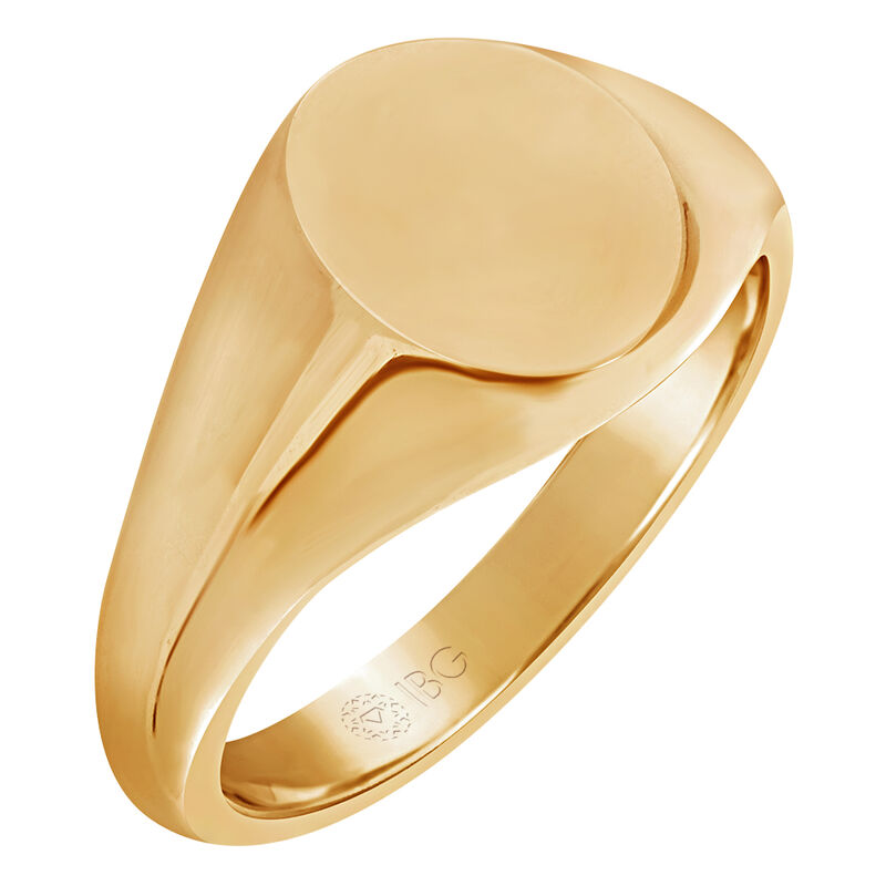 Oval All polished Top Signet Ring 12x12mm in 10k Yellow Gold  image number null