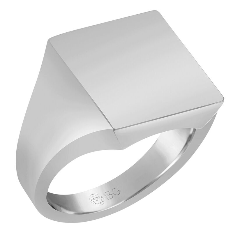Square Satin Top Signet Ring 16x16mm in 14k White Gold  image number null