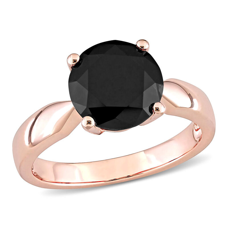 Black Diamond Solitaire Ring in 10k Rose Gold image number null