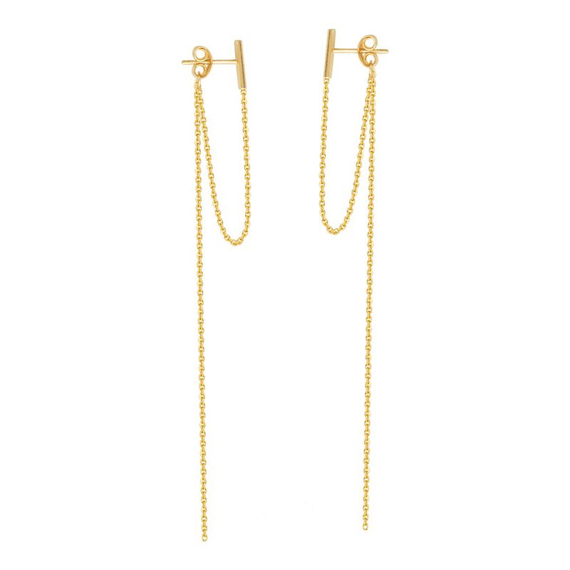 Stud Drop Dangle Front-Back Earrings in 14k Yellow Gold image number null