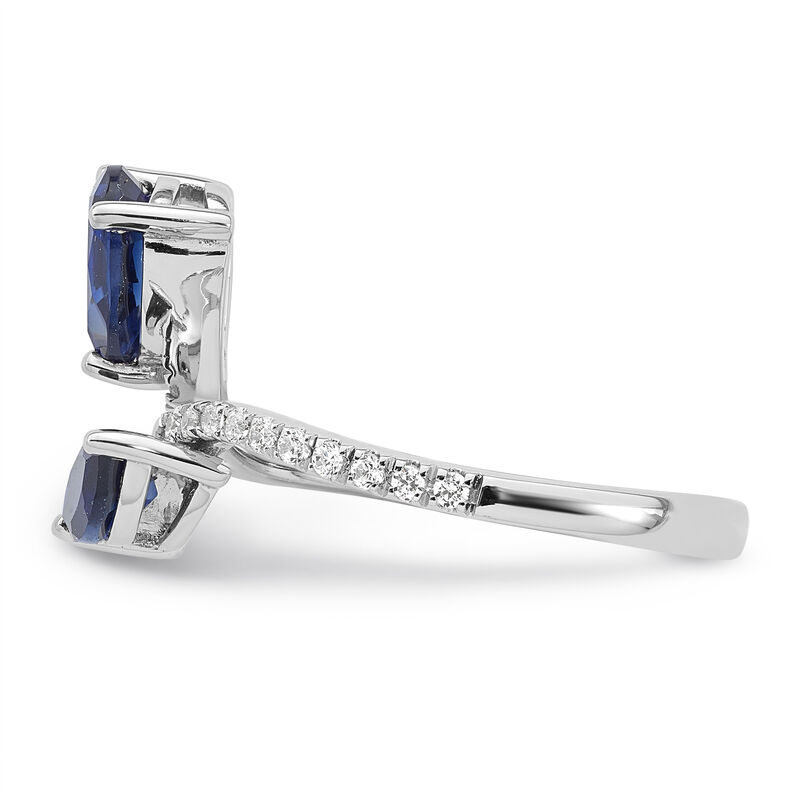 Pear & Marquise-Cut Created Sapphire 1/5ctw. Diamond Bypass Ring in 10k White Gold image number null