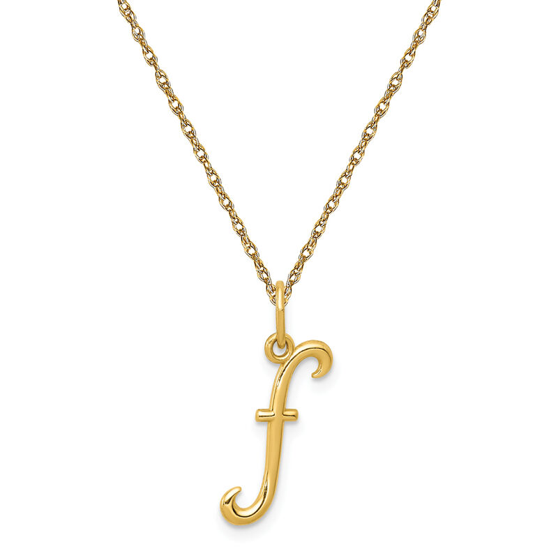 Script F Initial Necklace in 14k Yellow Gold image number null