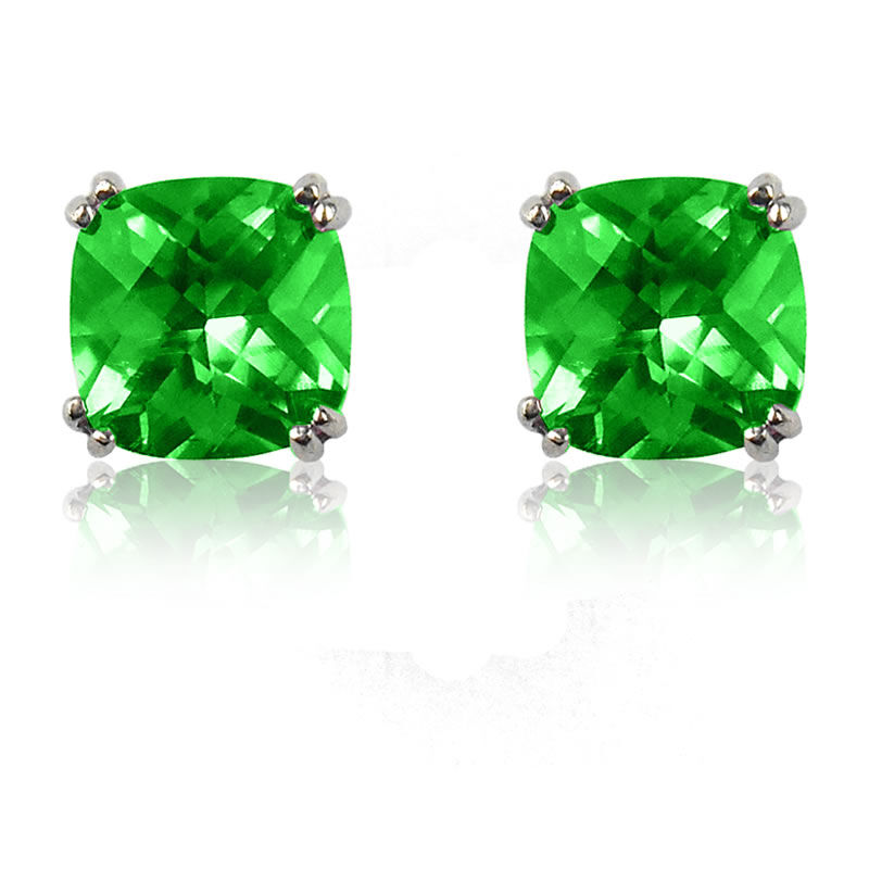 Created Emerald Cushion-Cut Earrings image number null