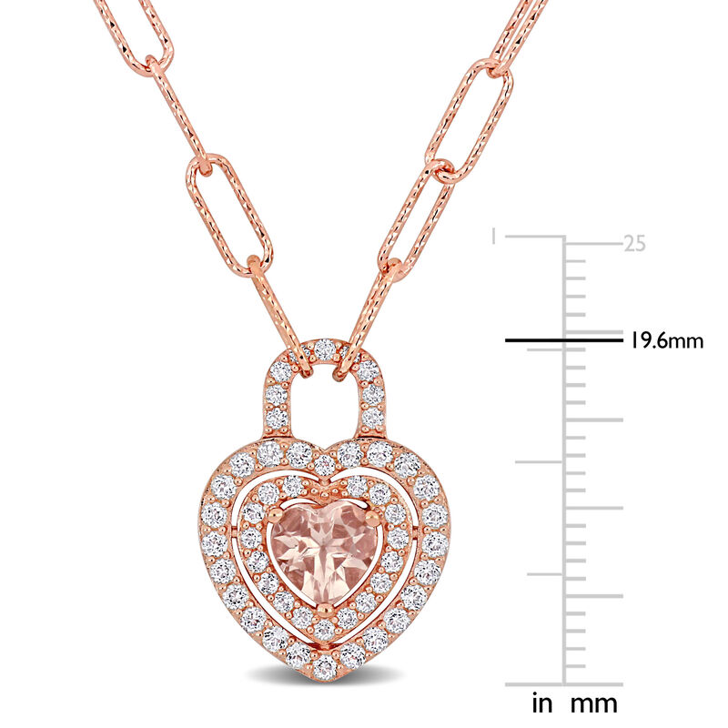 Heart-Shaped Morganite Pendant in Rose Gold Plated Sterling Silver image number null
