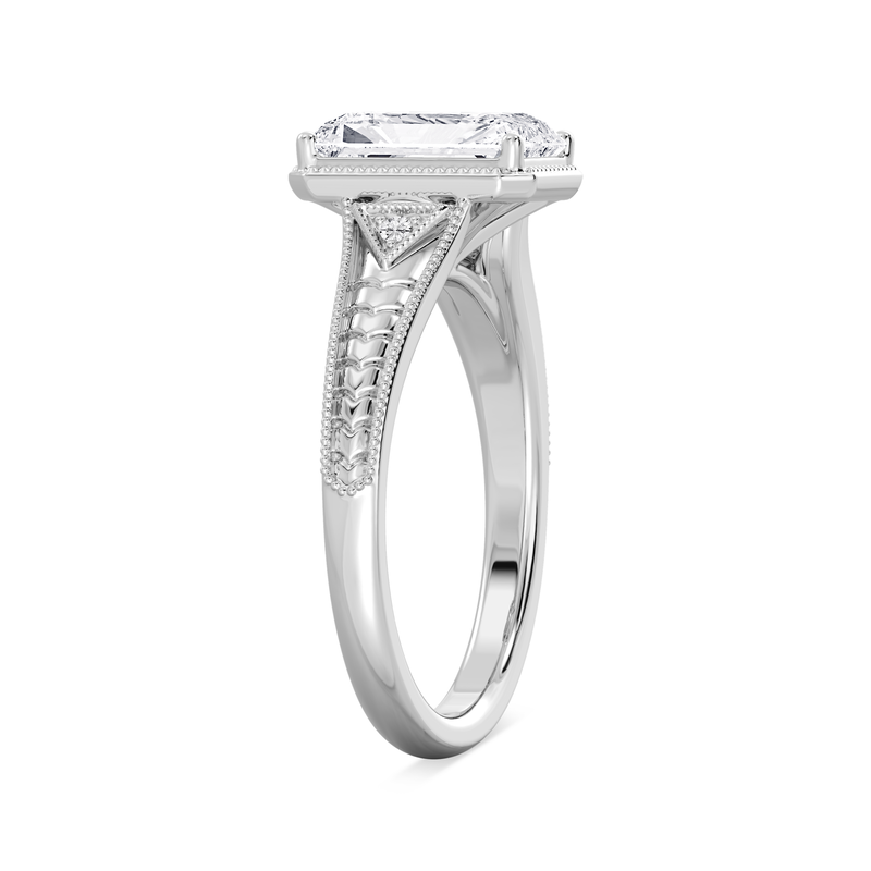 Radiant Lab Grown Diamond 2ctw. Vintage Engagement Ring in 14K White Gold image number null