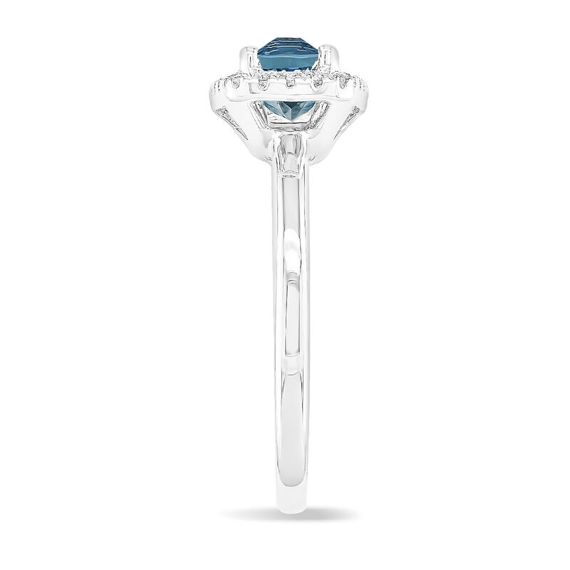 Cushion-Cut London Blue Topaz & Diamond Halo Ring in 10k White Gold image number null