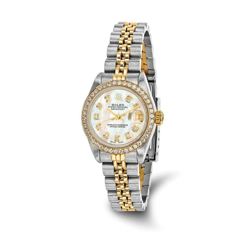 Rolex Ladies' Pre-Owned Diamond Mother of Pearl 26mm Watch in Stainless Steel & 18k Yellow Gold CRX102 image number null