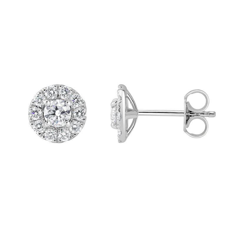 Lab Grown Diamond 1ctw. Single Halo Stud Earrings in 14k White Gold image number null