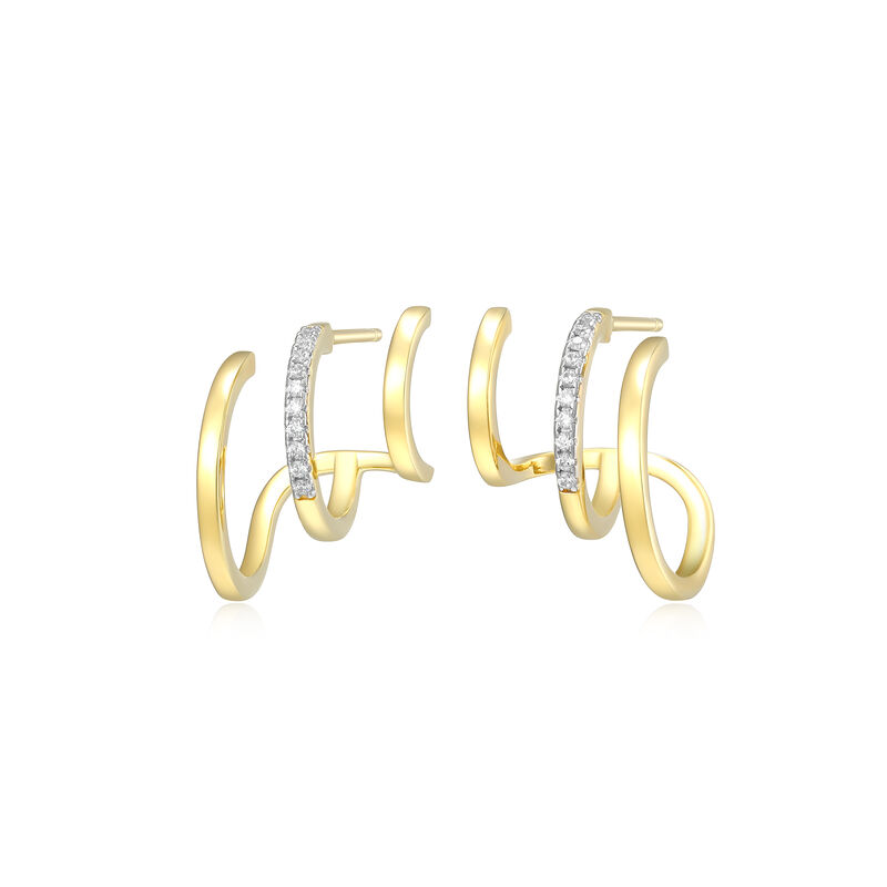 Lab Grown Diamond Multi Hoop Earrings in Gold Plated Sterling Silver image number null