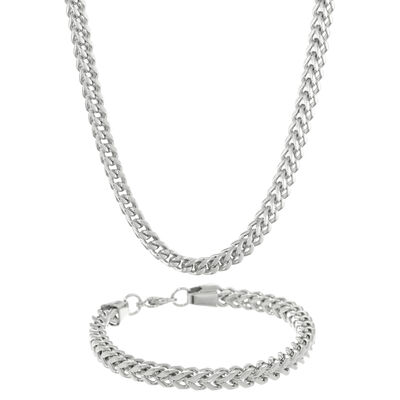 Men's 6mm 22" Foxtail Chain and 9" Bracelet Box Set in Stainless Steel