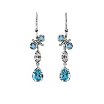 Created Blue Topaz & Created White Sapphire Earrings in Sterling Silver