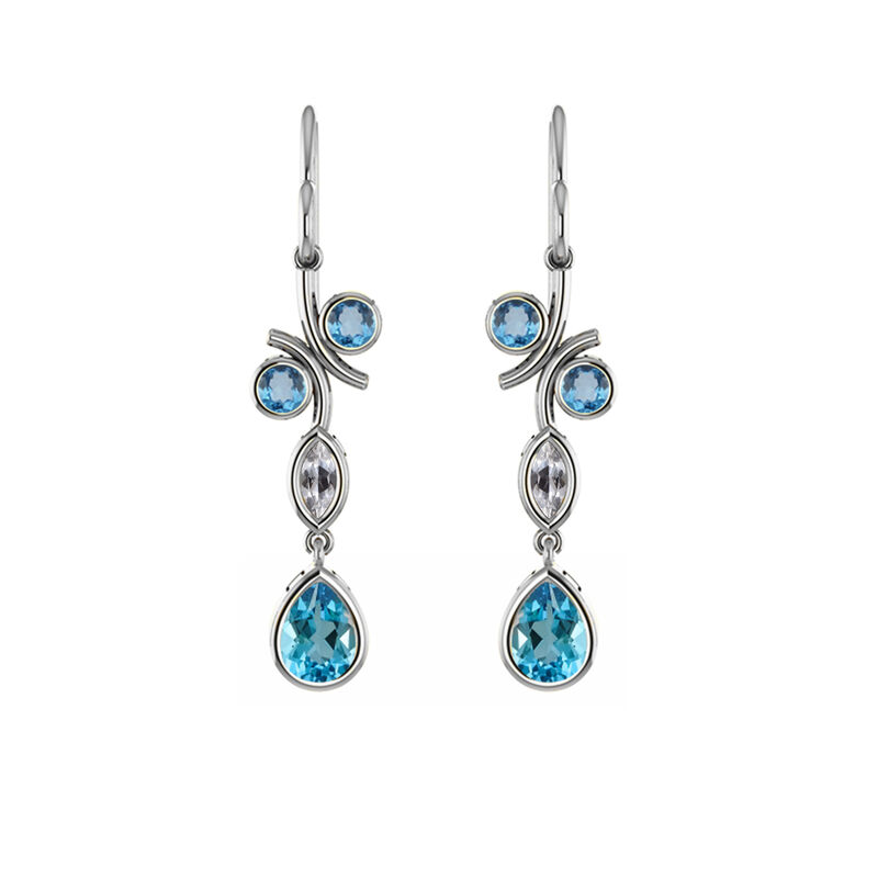 Created Blue Topaz & Created White Sapphire Earrings in Sterling Silver image number null