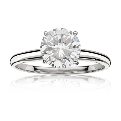Lab Grown 2ct. Diamond Classic Round Solitaire Engagement Ring in 14k White Gold