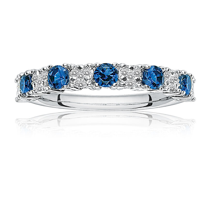 Sapphire & Diamond Band in White Gold image number null