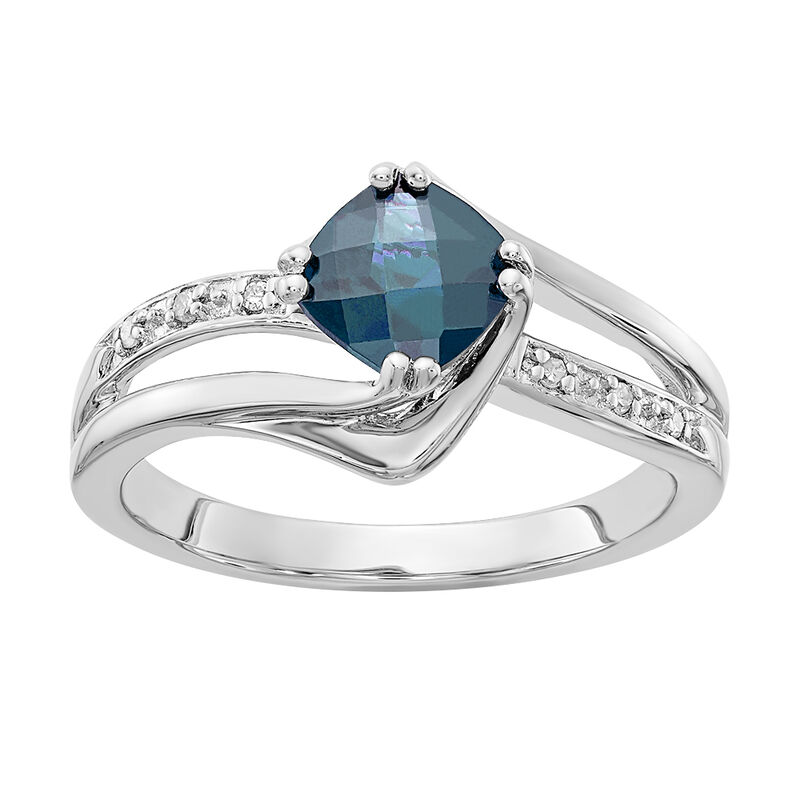 Created Alexandrite & Diamond Birthstone Ring in Sterling Silver image number null