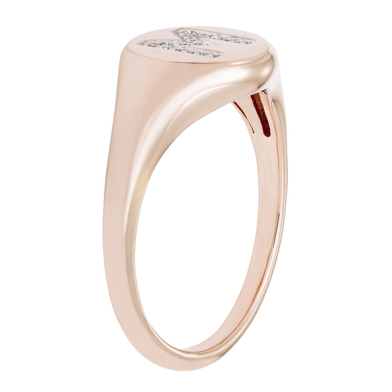 Diamond Initial M Signet Ring in 14k Rose Gold image number null