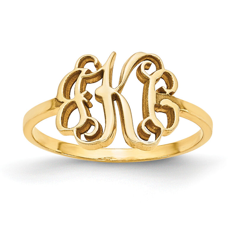 Laser Polished Monogram Ring in 10k Yellow Gold (up to 3 letters) image number null