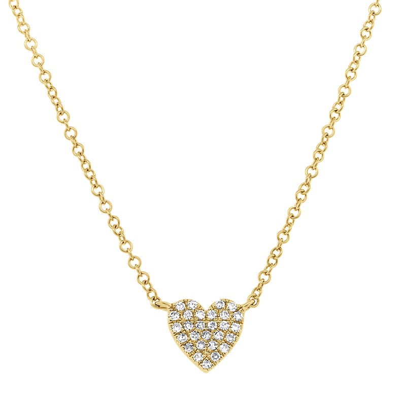 Diamond Pavé Heart Necklace in 14k Yellow Gold image number null