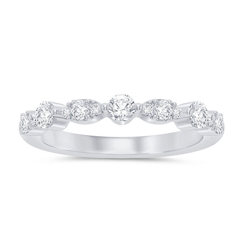 Brilliant-Cut Lab Grown 1/2ctw. Diamond Vintage Wedding Band in 14K White Gold  image number null