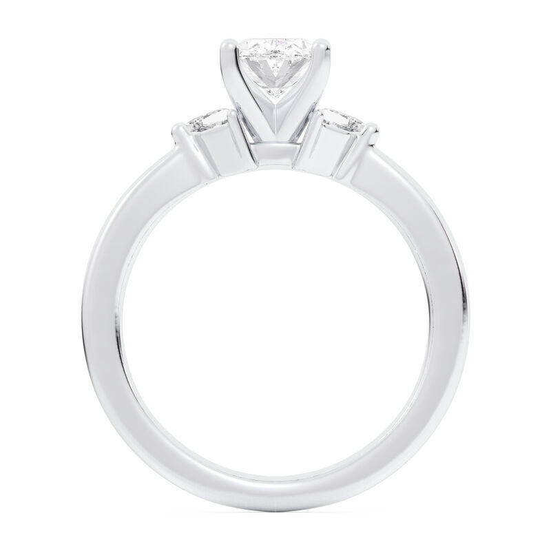 Oval-Cut Lab Grown 1 1/5ctw. Diamond Three-Stone with Cadillac Engagement Ring in 14k White Gold image number null