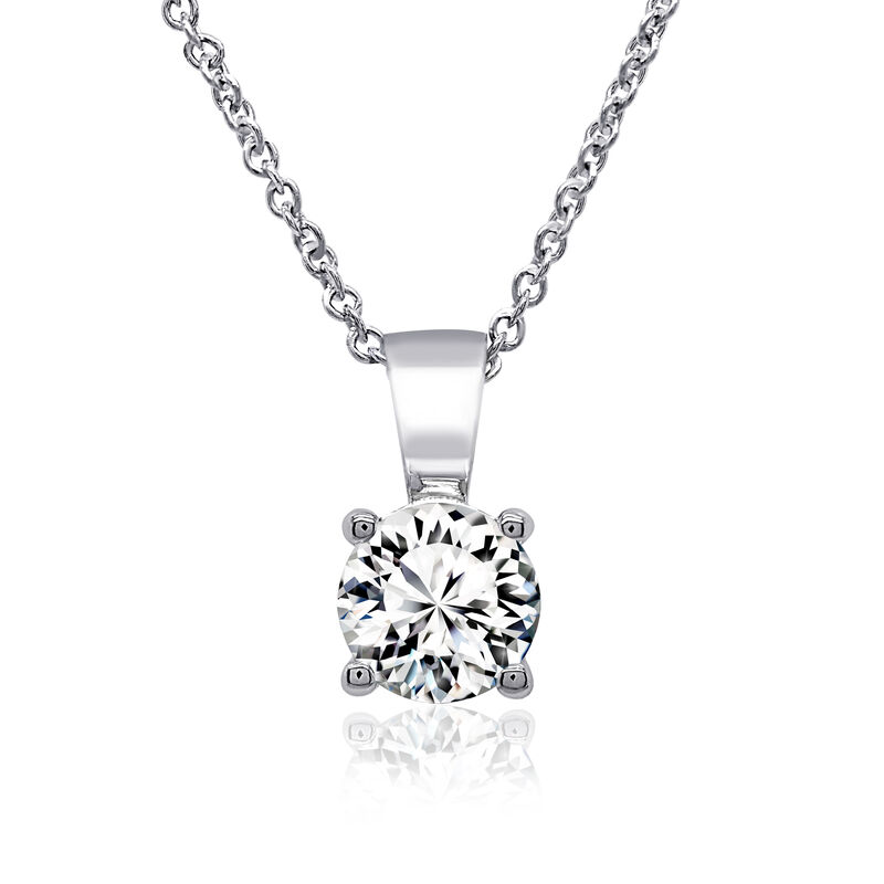Blossom Cut Round Lab Grown 1ct. Diamond DEF VS Certified Solitaire Pendant in 14k White Gold image number null