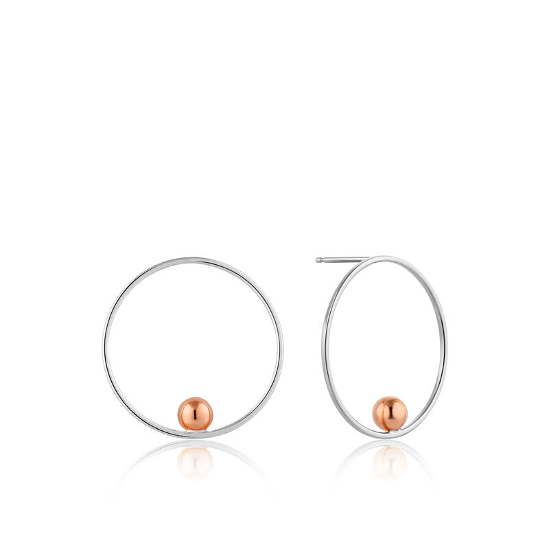 Orbit Front Hoop Earrings in Sterling Silver & Rose Gold Plating image number null