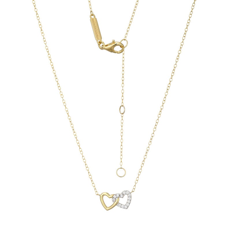 Lab Grown Diamond Double Heart Necklace in Gold Plated Sterling Silver image number null