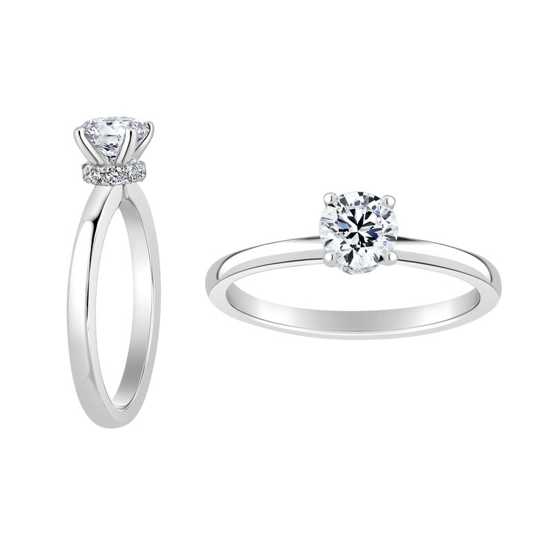 Brilliant-Cut Lab Grown 1/2ctw. Diamond Ribbon Halo Solitaire Engagement Ring in 14k White Gold image number null