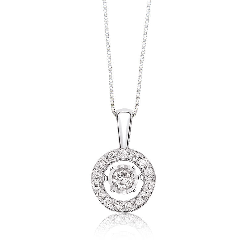Diamond Beating Motion ½ctw. Circle Halo Pendant in 14k White Gold image number null