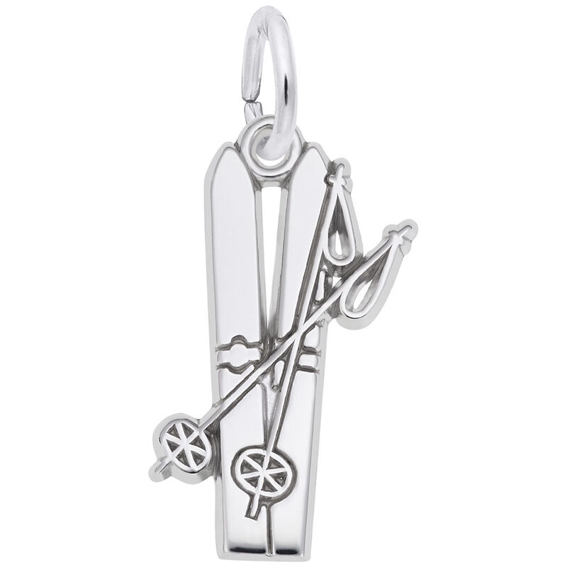 Flat Skis Charm in 14k White Gold image number null
