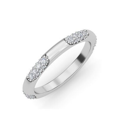 Lab Grown Diamond 1/4ctw. Pave & 14k White Gold Anniversary Ring