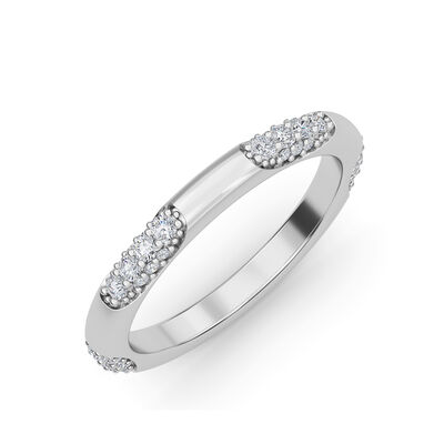 Brilliant-Cut Lab Grown 1/4ctw. Pave Station Wedding Band in 14k White Gold