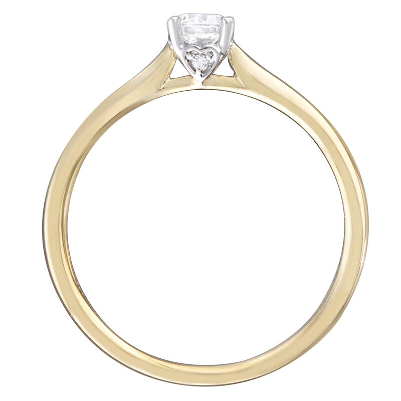 Round Lab Grown Diamond 1/4ctw. Heart Peekaboo Promise Ring in 10k Yellow Gold image number null