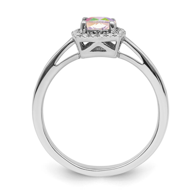 Cushion-Cut Mercury Mist & Diamond Halo Ring in Sterling Silver image number null