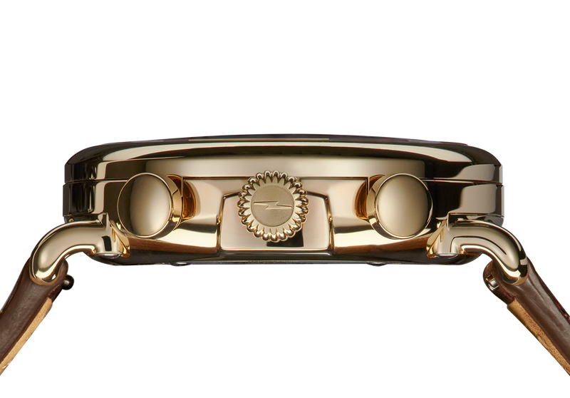 Shinola Men's Runwell Gold PVD Ivory Dial Brown Leather Strap 41mm Watch S0120141502 image number null