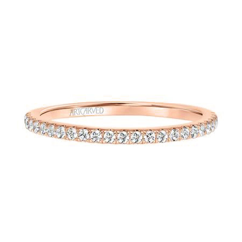 Sybil. ArtCarved Diamond Wedding Band in 14k Rose Gold image number null