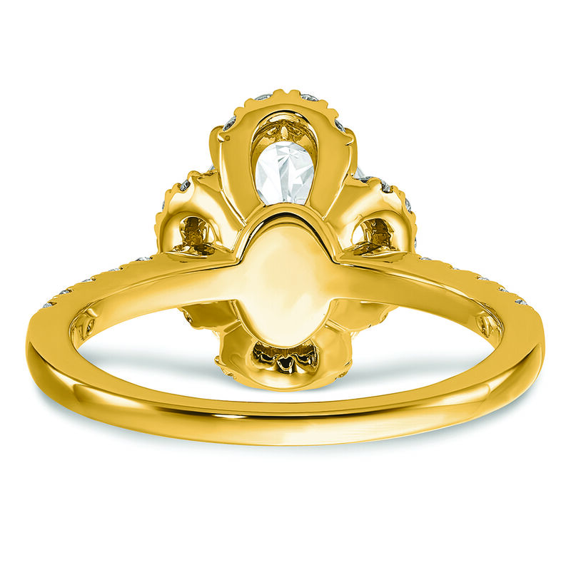 Oval-Cut Lab Grown 1.5ct. Diamond Clover Halo Engagement Ring in 14k Yellow Gold image number null