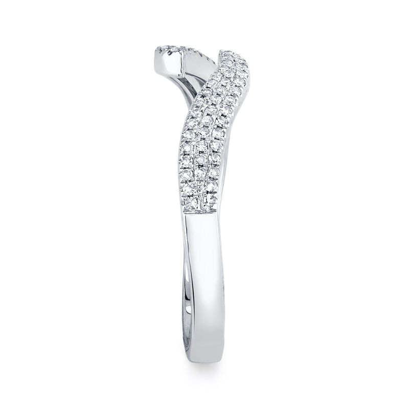 Shy Creation: Diamond Open Wave Wrap Ring 14k White Gold image number null