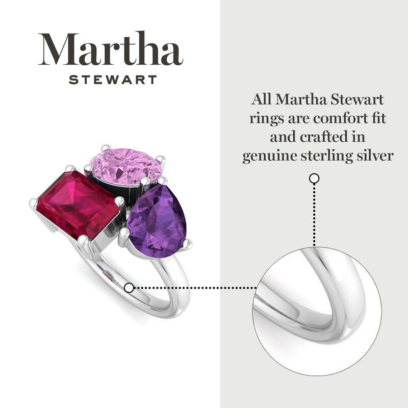 Martha Stewart Pink Sapphire Amethyst and Ruby Ring in Sterling Silver image number null