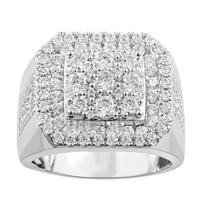 Men's Lab Grown 3ctw. Diamond Ring in 10k White Gold