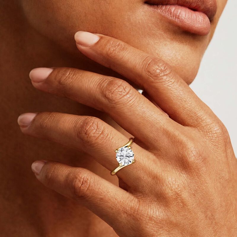 Round Lab Grown Diamond 2 1/2ct. Bypass Solitaire Engagement Ring in 14k Yellow Gold image number null